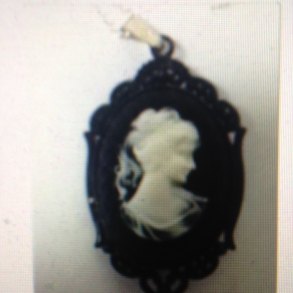 Black n White Lady Cameo Brooch-Pendant 925 Chain - Picture 7 of 7